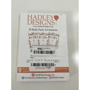 Hadley Designs Fiesta Party Invitations‎ Kids Birthday 25 Pack Envelopes